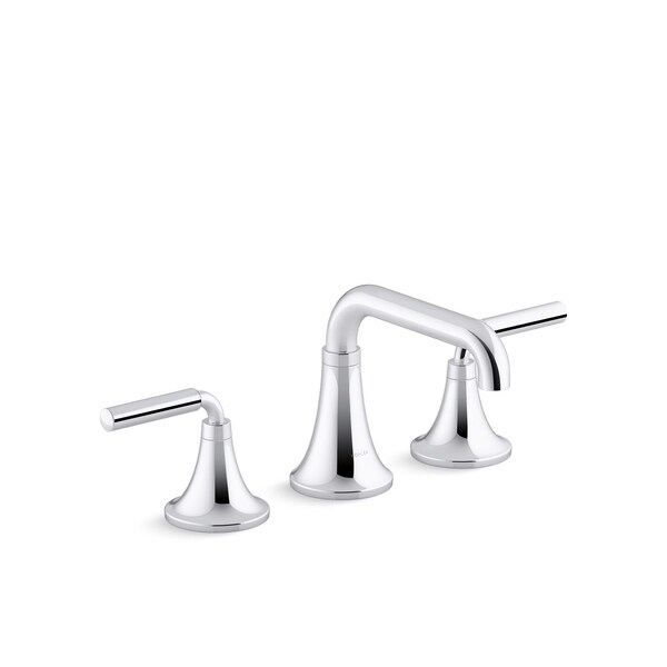 Kohler Widespread Bathroom Sink Faucet, Polished Chrome, Three Hole, 1.2 gpm, 5-15/16 in Spout Reach 27416-4-CP - main